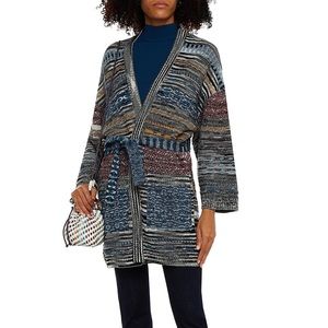 Missoni Belted Crochet-knit Cashmere Cardigan In Cobalt Blue